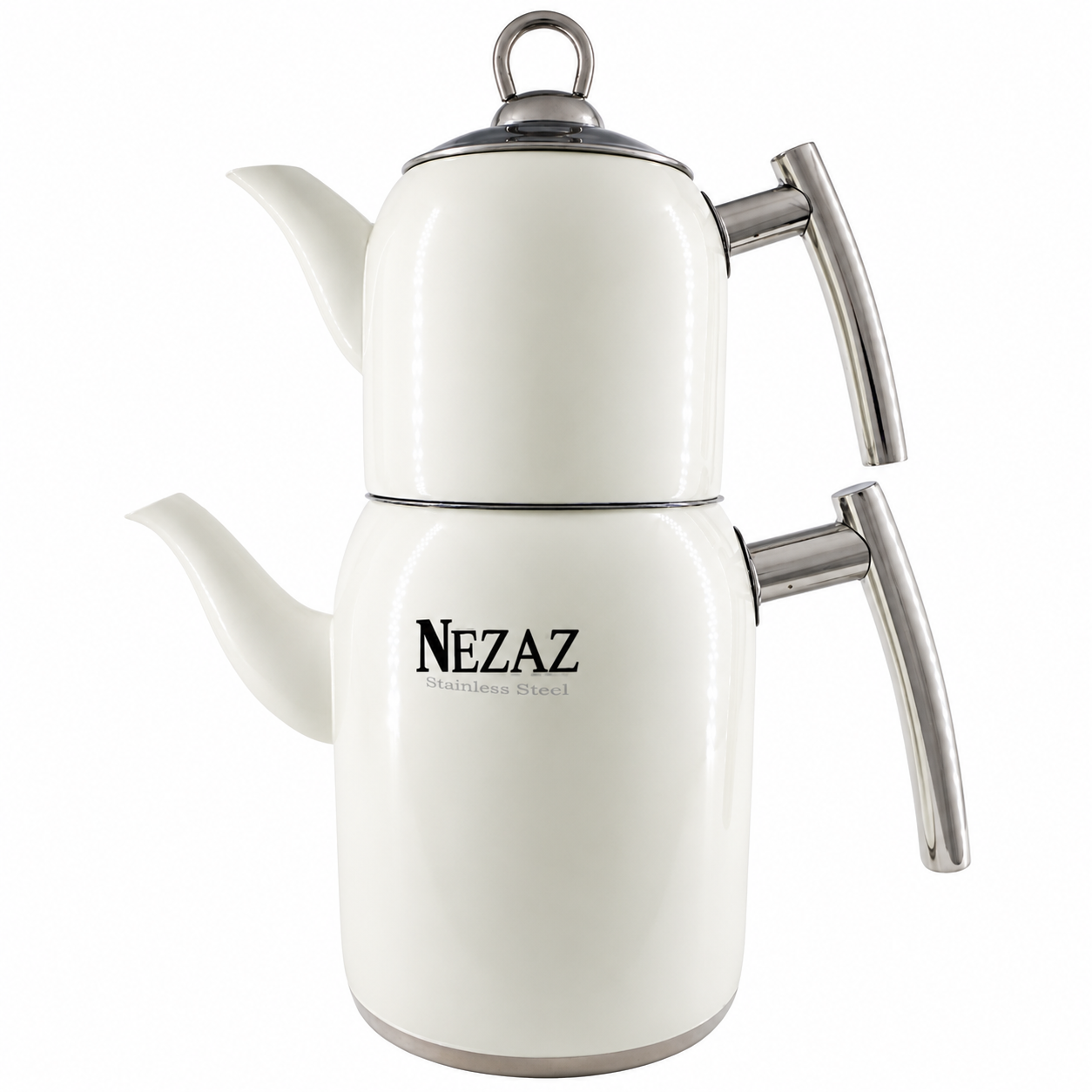 کتری و قوری استیل ۲ لیتری نزاز NEZAZ شیری پاستیلی