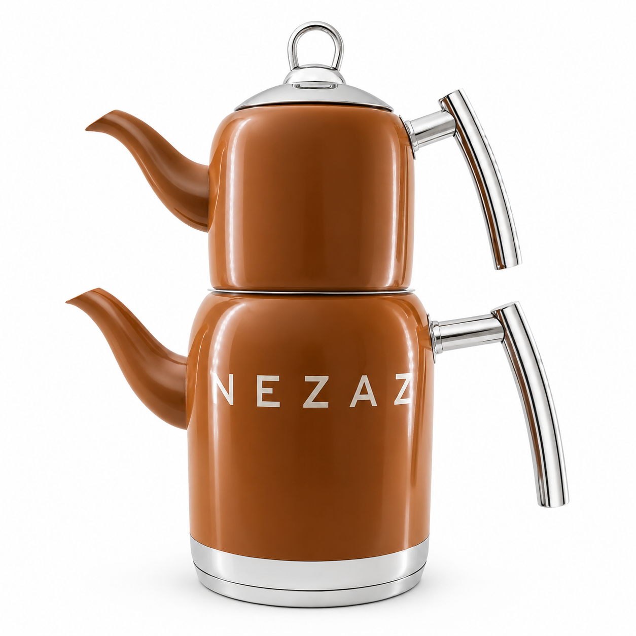 کتری و قوری استیل ۲ لیتری نزاز NEZAZ فندقی پاستیلی