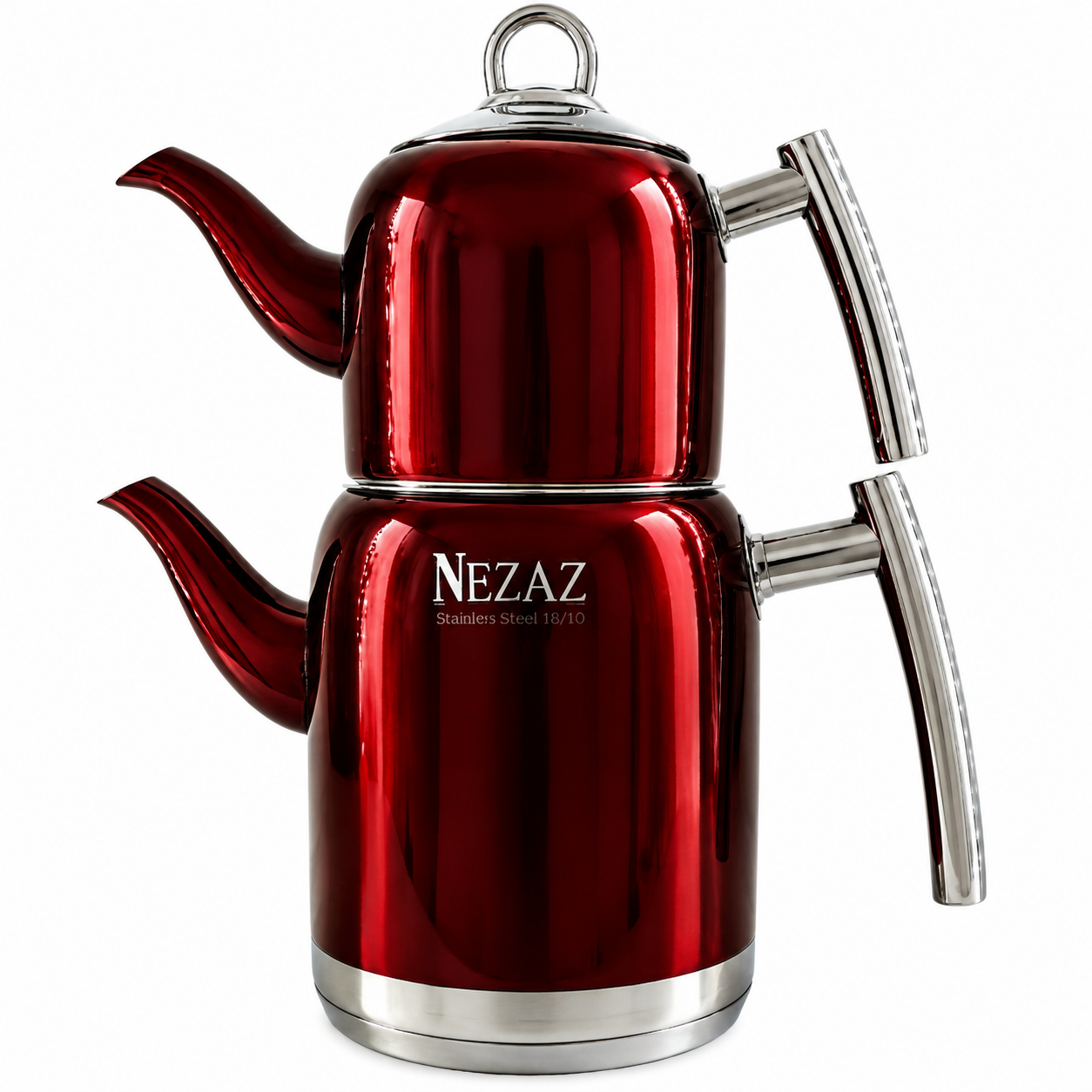 کتری و قوری استیل ۲ لیتری نزاز NEZAZ زرشکی پاستیلی