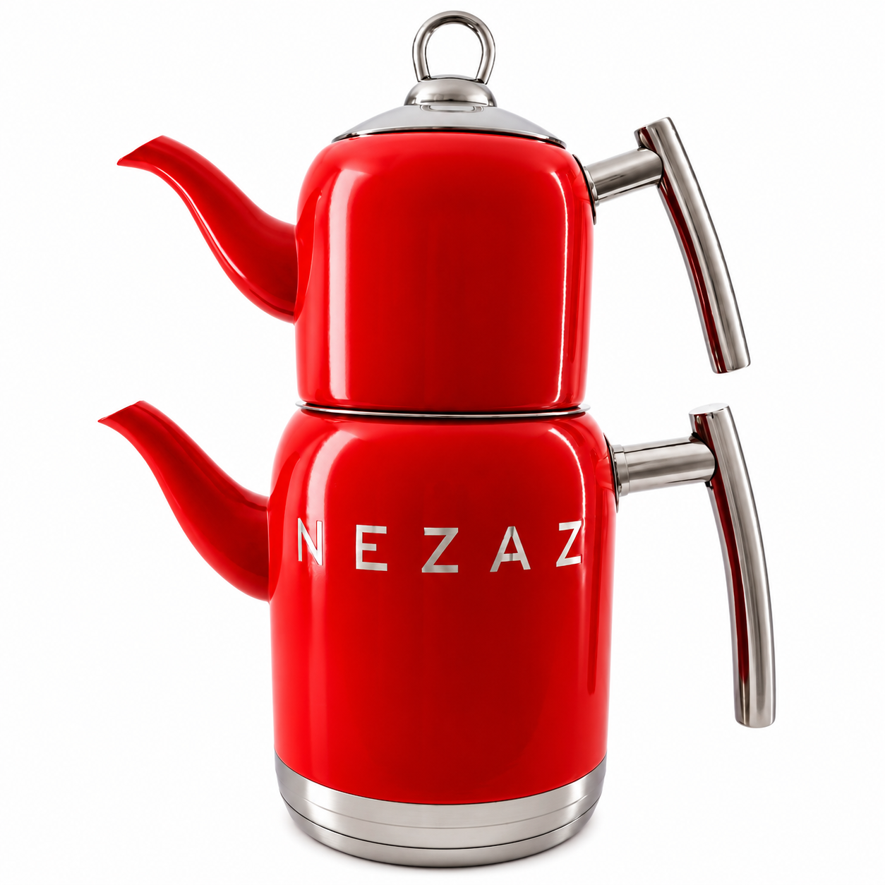 کتری و قوری استیل ۲ لیتری نزاز NEZAZ قرمز پاستیلی