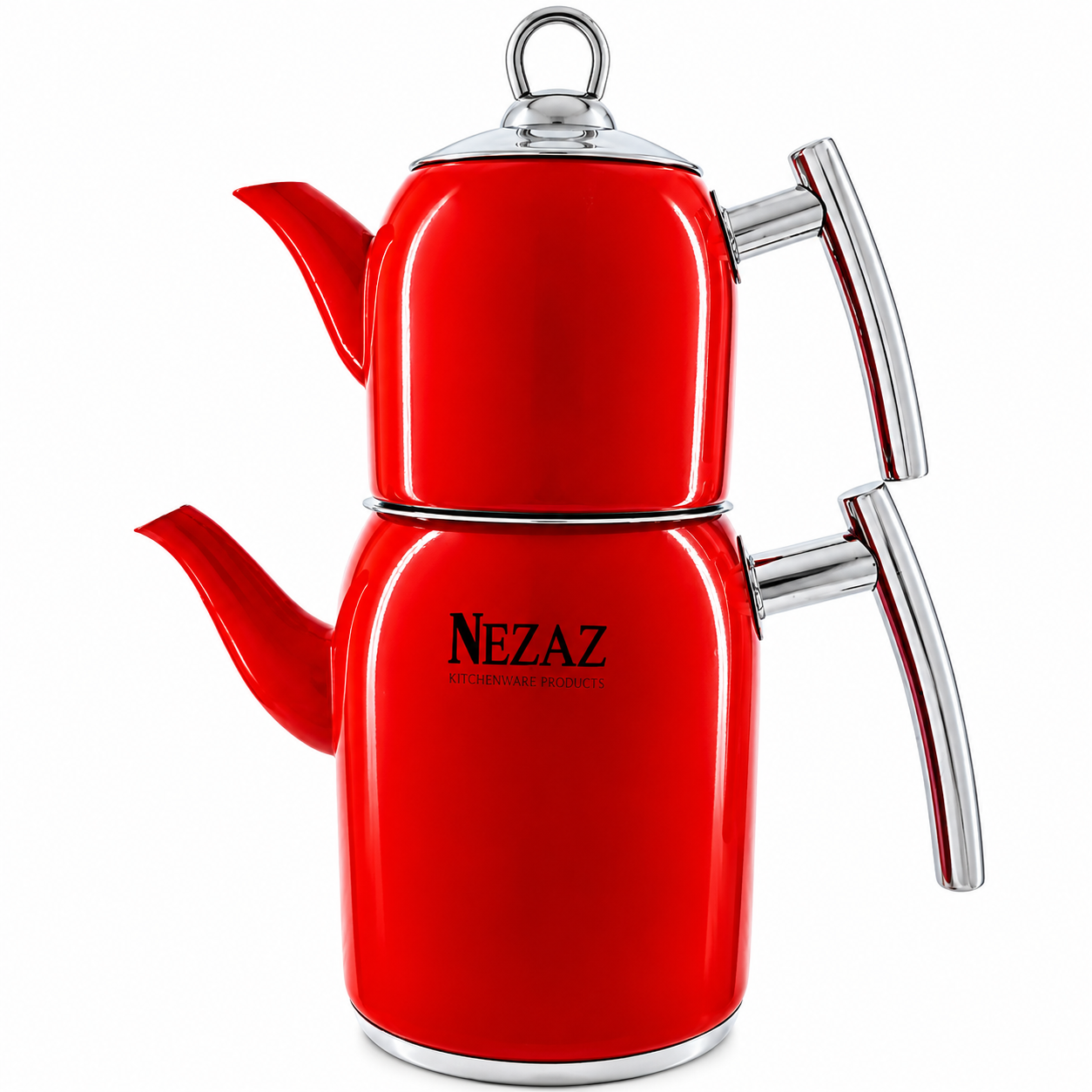 کتری و قوری استیل ۲ لیتری نزاز NEZAZ قرمز پاستیلی