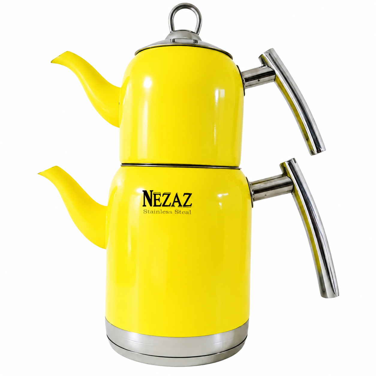 کتری و قوری استیل ۲ لیتری نزاز NEZAZ زرد پاستیلی