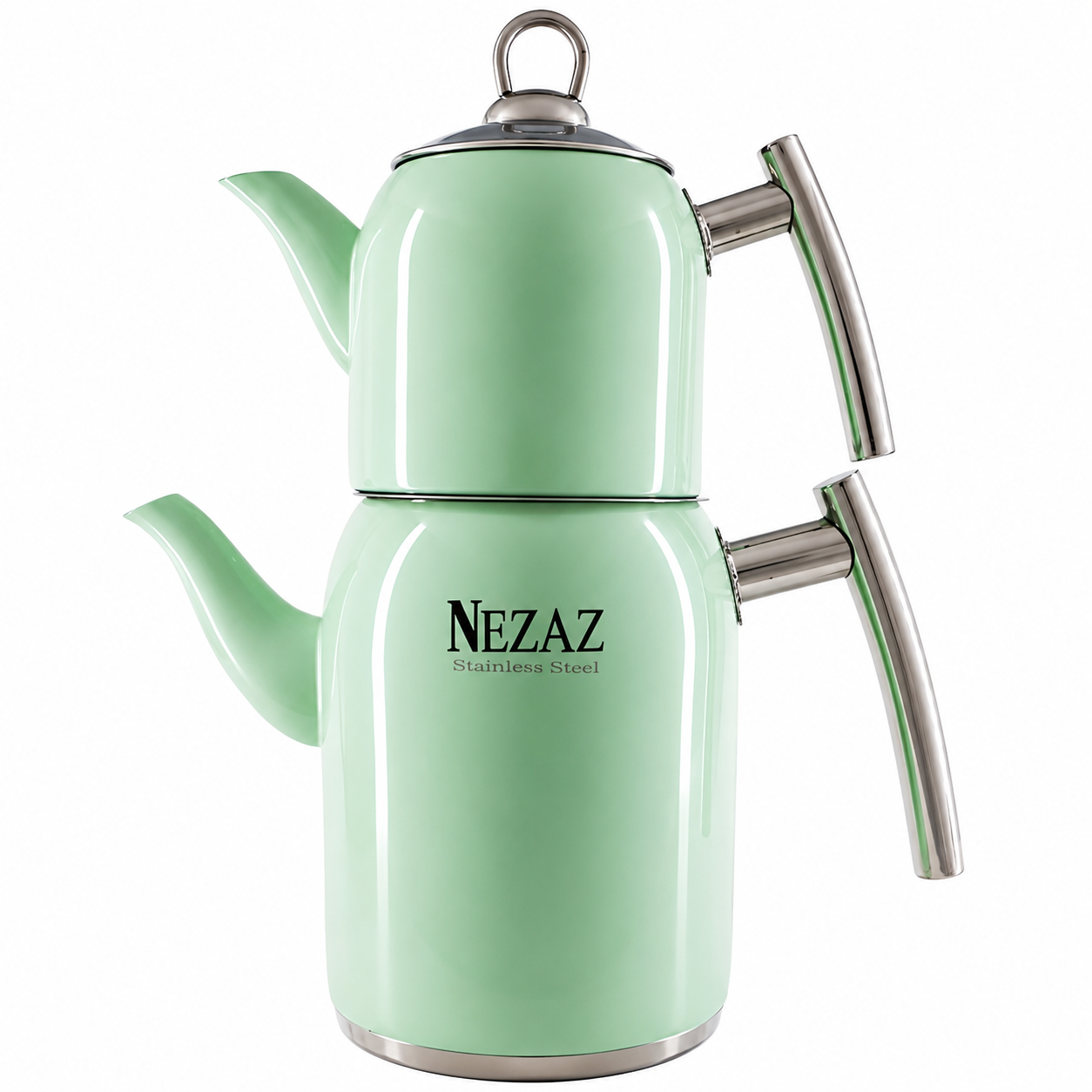 کتری و قوری استیل ۲ لیتری نزاز NEZAZ سبزپسته ای پاستیلی