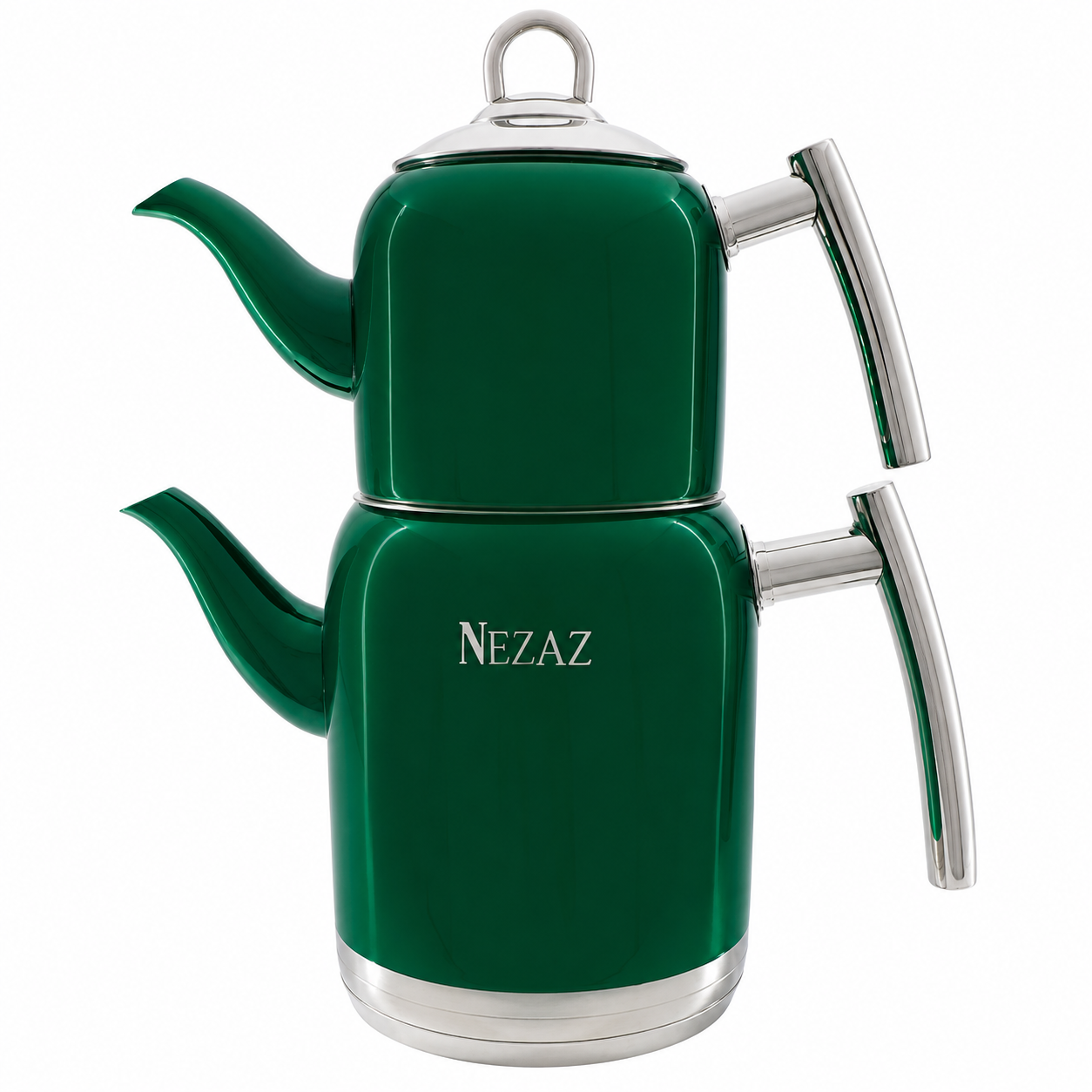 کتری و قوری استیل ۲ لیتری نزاز NEZAZ سبز براق  پاستیلی