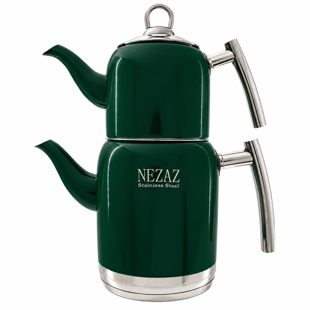 کتری و قوری استیل ۲ لیتری نزاز NEZAZ سبز پررنگ پاستیلی