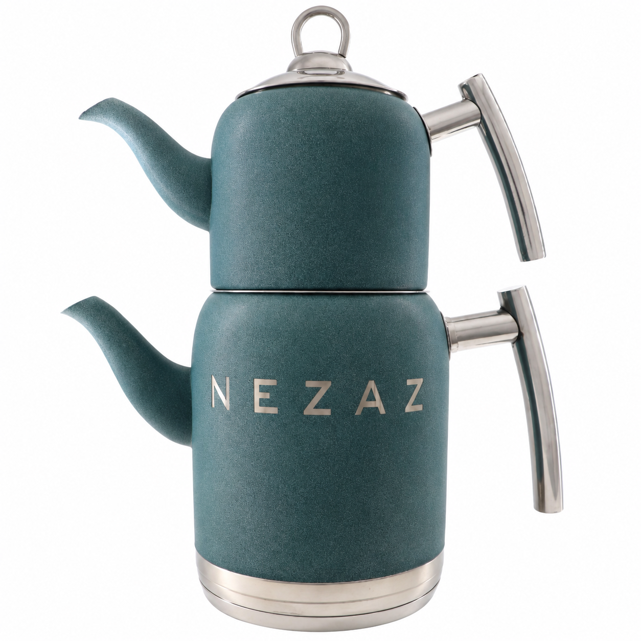 کتری و قوری استیل ۲ لیتری نزاز NEZAZ آبی دریایی پاستیلی