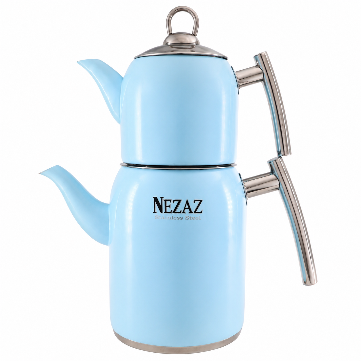 کتری و قوری استیل ۲ لیتری نزاز NEZAZ آبی پاستیلی
