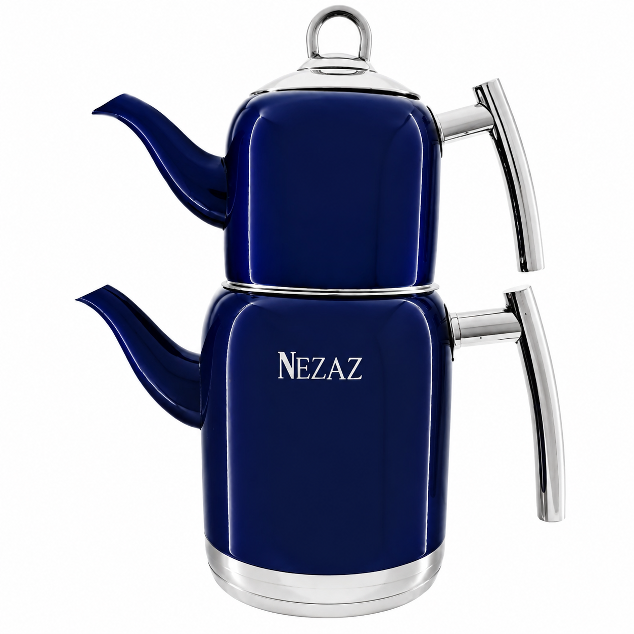 کتری و قوری استیل ۲ لیتری نزاز NEZAZ آبی کاربنی پاستیلی