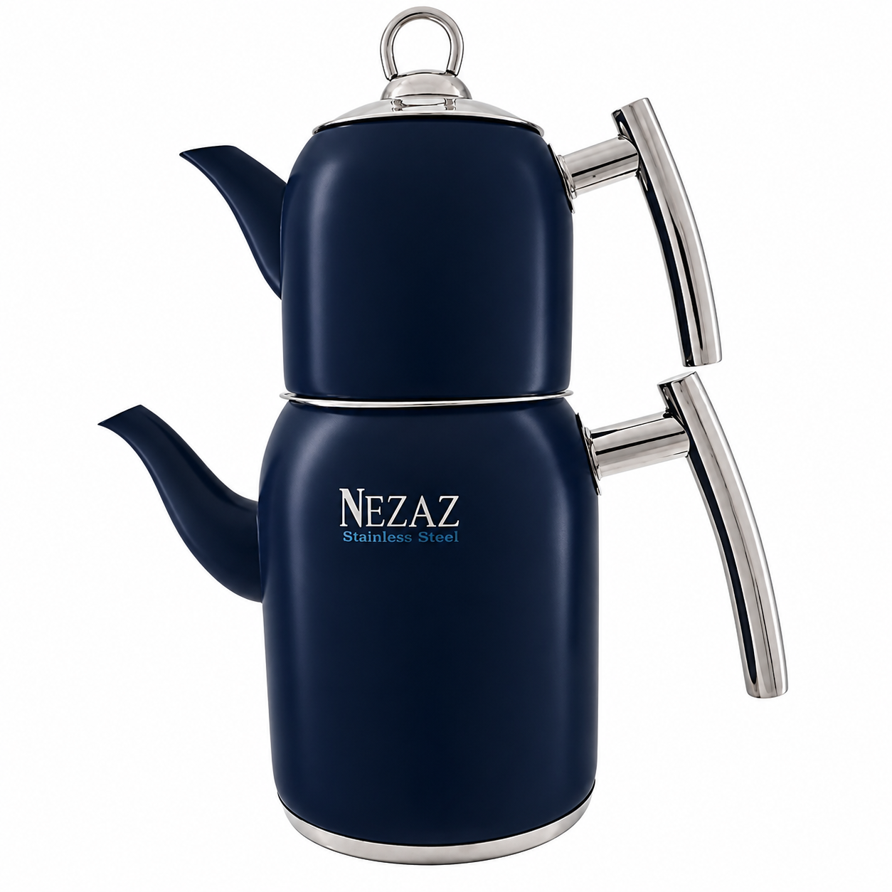 کتری و قوری استیل ۲ لیتری نزاز NEZAZ سرمه ای مات پاستیلی