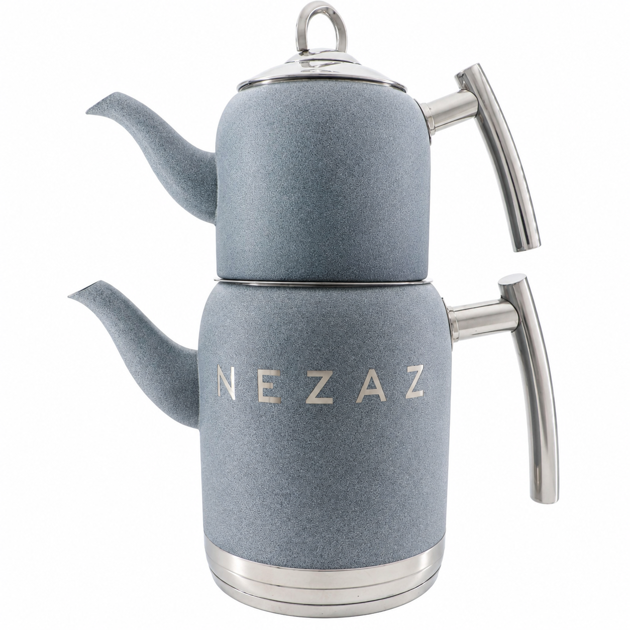 کتری و قوری استیل ۲ لیتری نزاز NEZAZ نقره ای پاستیلی