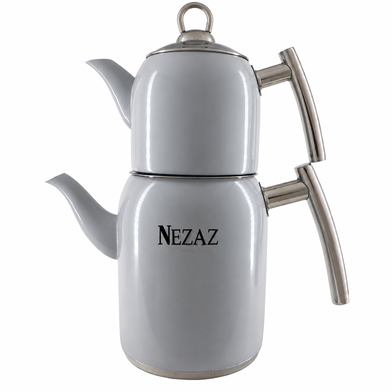 کتری و قوری استیل ۲ لیتری نزاز NEZAZ طوسی پاستیلی