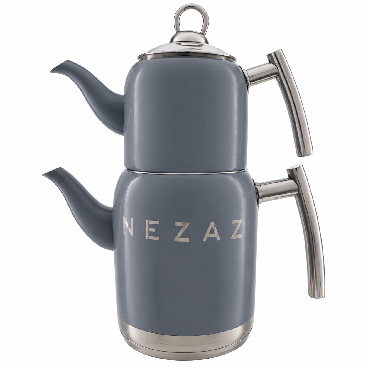 کتری و قوری استیل ۲ لیتری نزاز NEZAZ طوسی پاستیلی