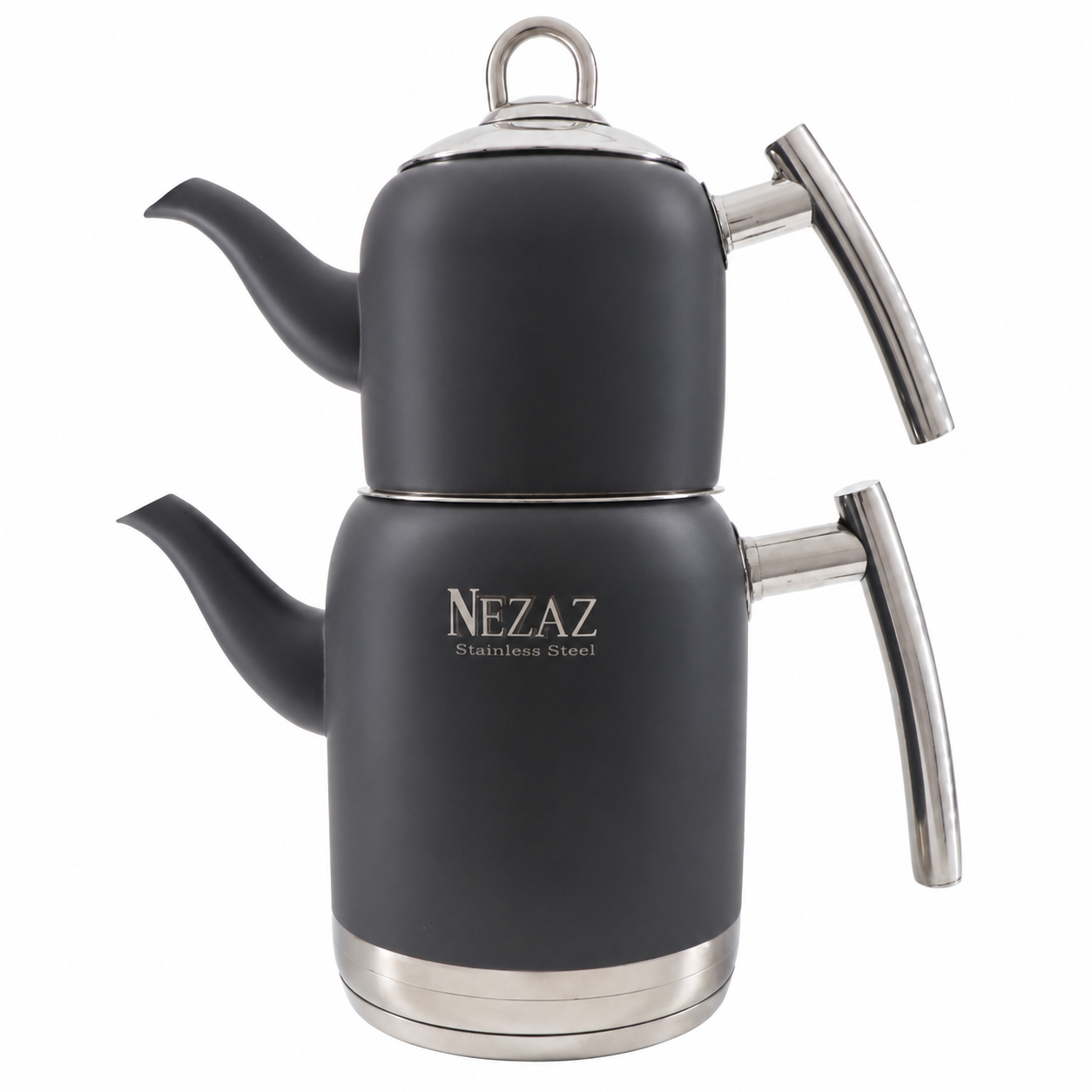 کتری و قوری استیل ۲ لیتری نزاز NEZAZ خاکستری مات پاستیلی