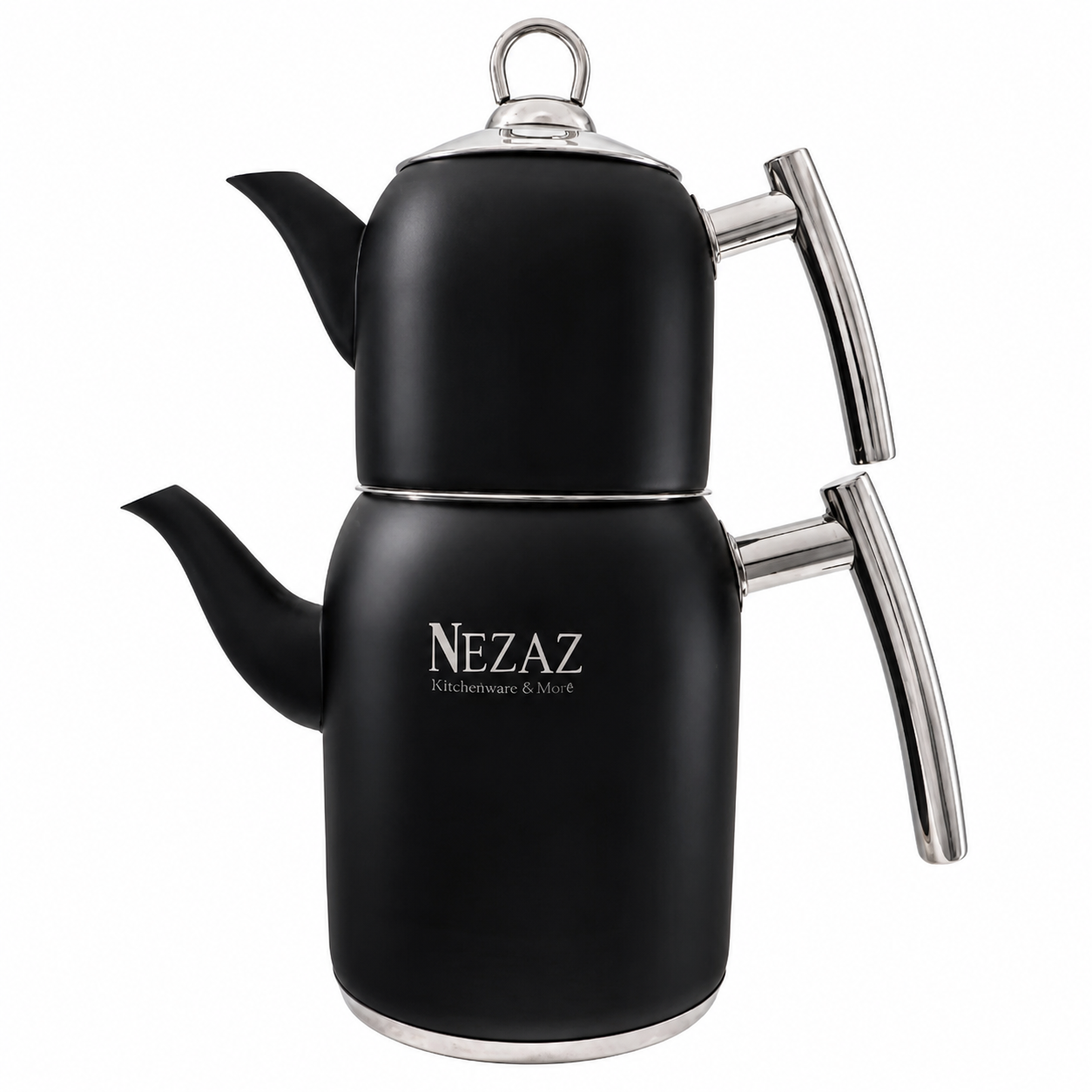 کتری و قوری استیل ۲ لیتری نزاز NEZAZ مشکی مات پاستیلی