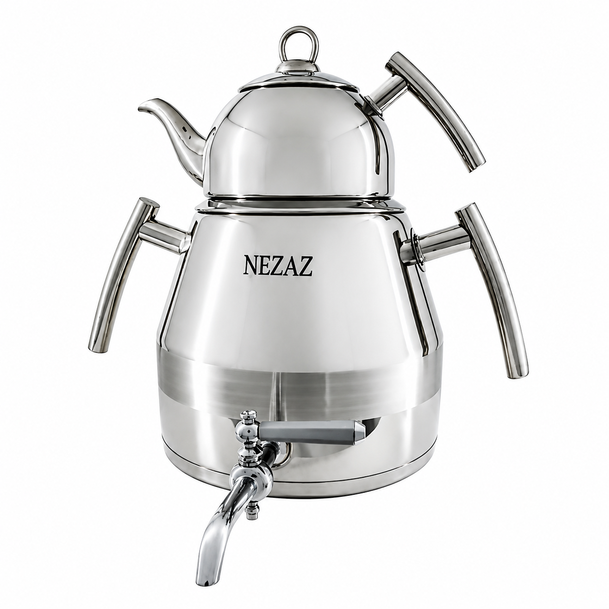 کتری و قوری تمام استیل نزاز 5 لیتری براق کف چدن NEZAZ