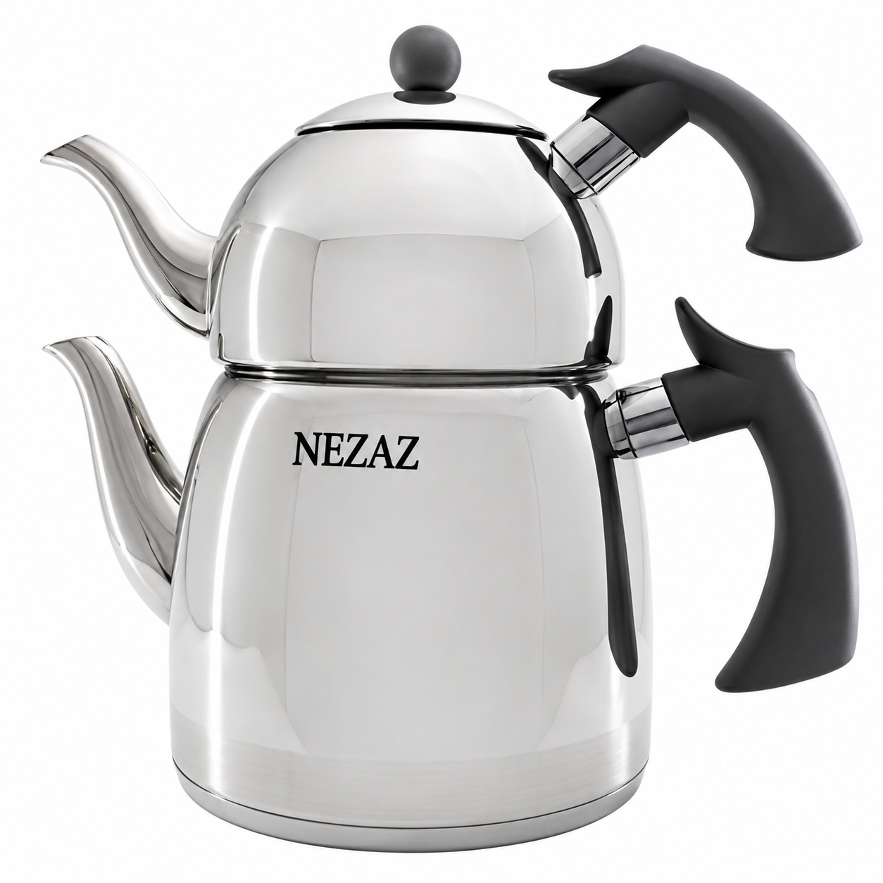 کتری و قوری 3 لیتری نزاز رنگی دسته باکالیت طوسی NEZAZ