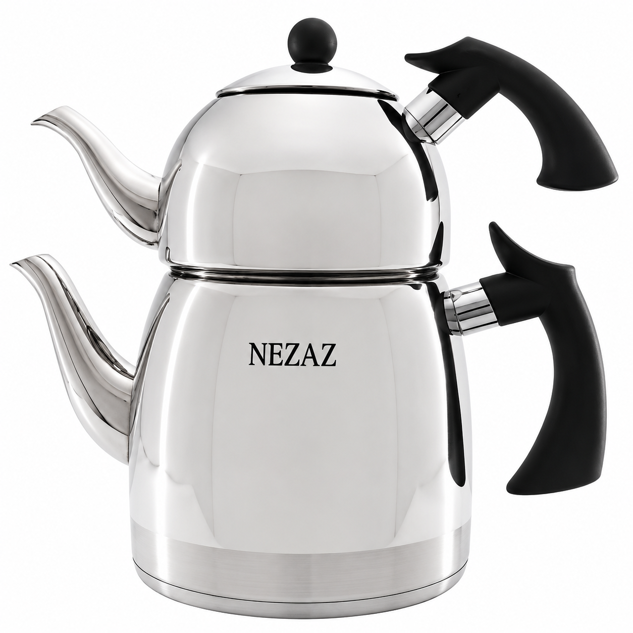 کتری و قوری 3 لیتری رنگی نزاز دسته باکالیت مشکی NEZAZ