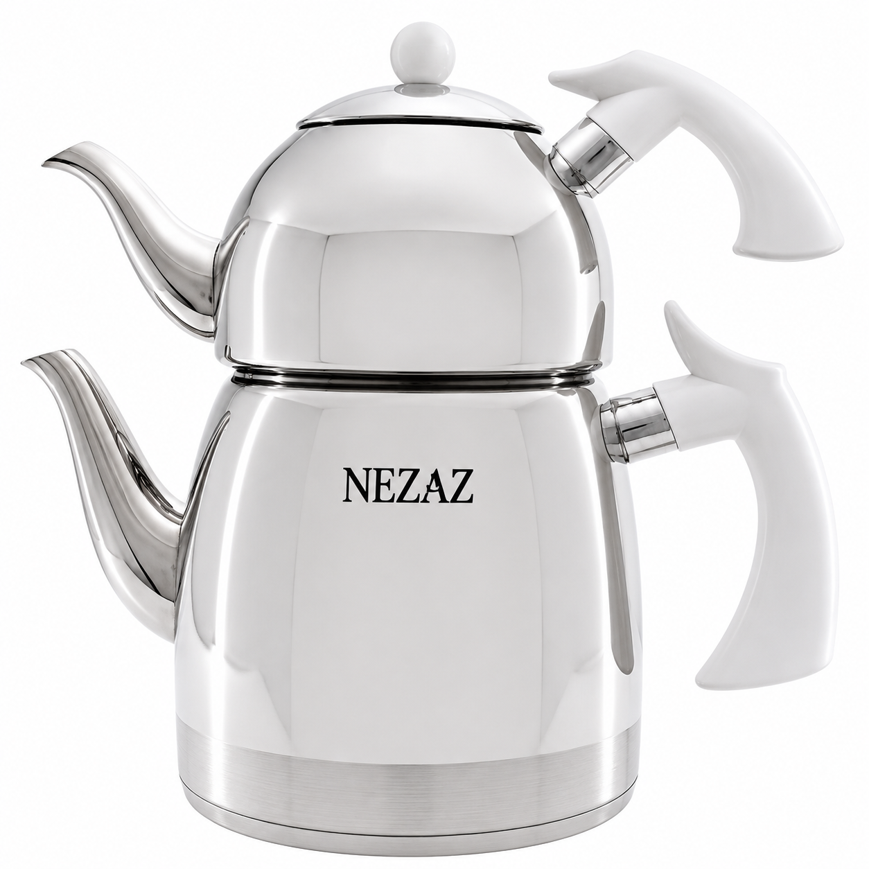 کتری و قوری 3 لیتری رنگی نزاز دسته باکالیت سفید NEZAZ