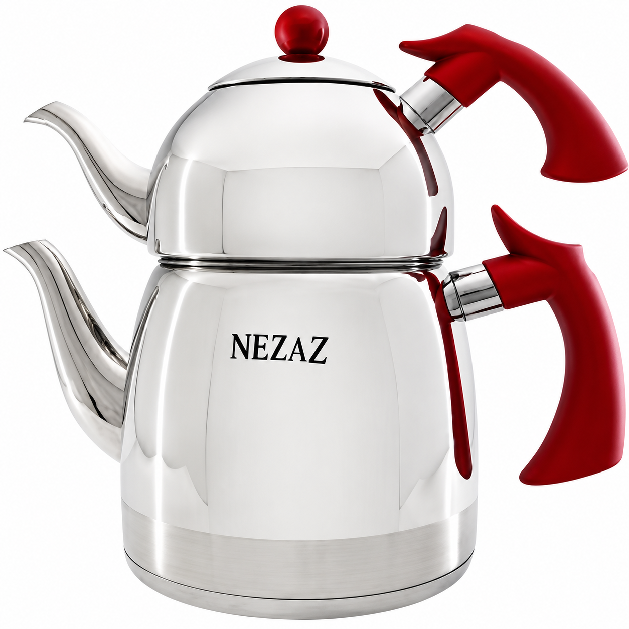 کتری و قوری 2.5 لیتری رنگی نزاز دسته باکالیت قرمز NEZAZ