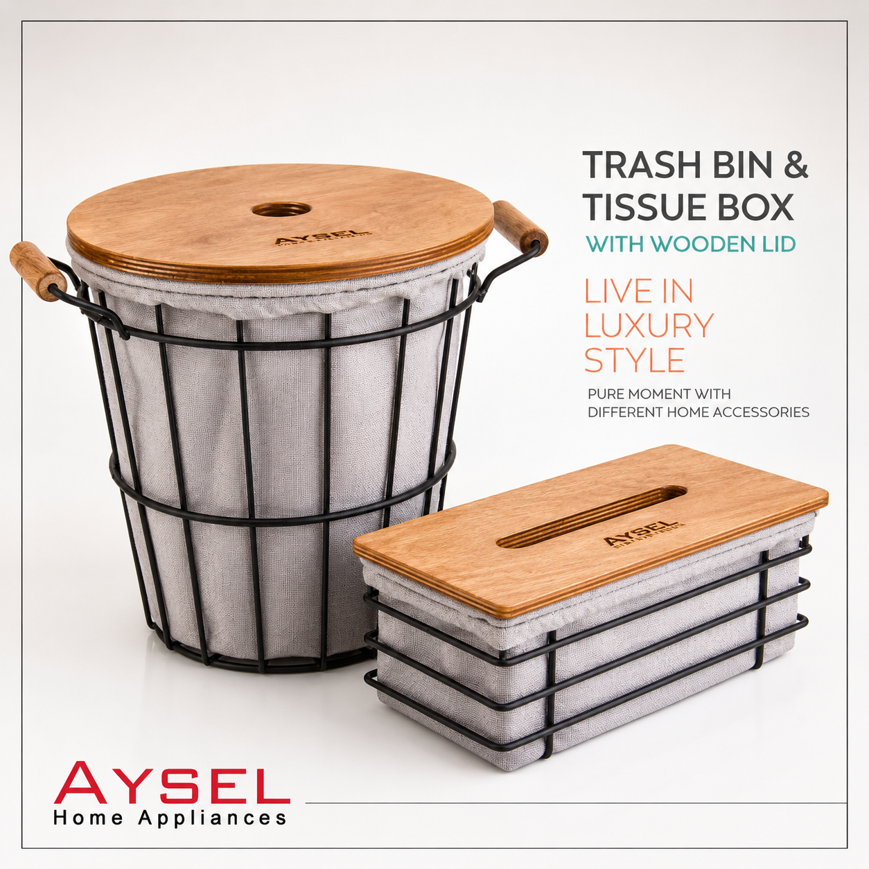 ست سطل و جای دستمال آیسل AYSEL طوسی