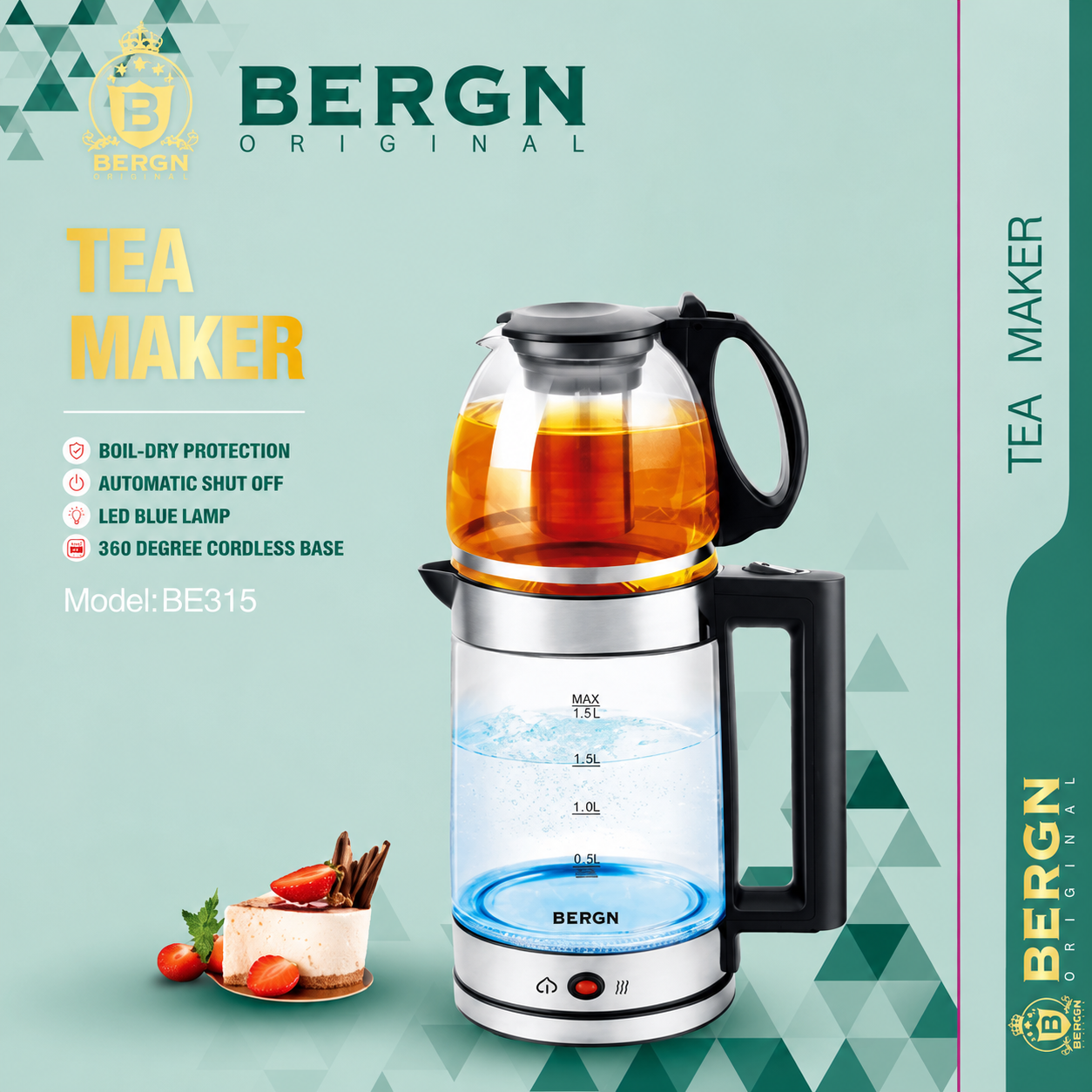 چای ساز روهمی BERGN مدل 315
