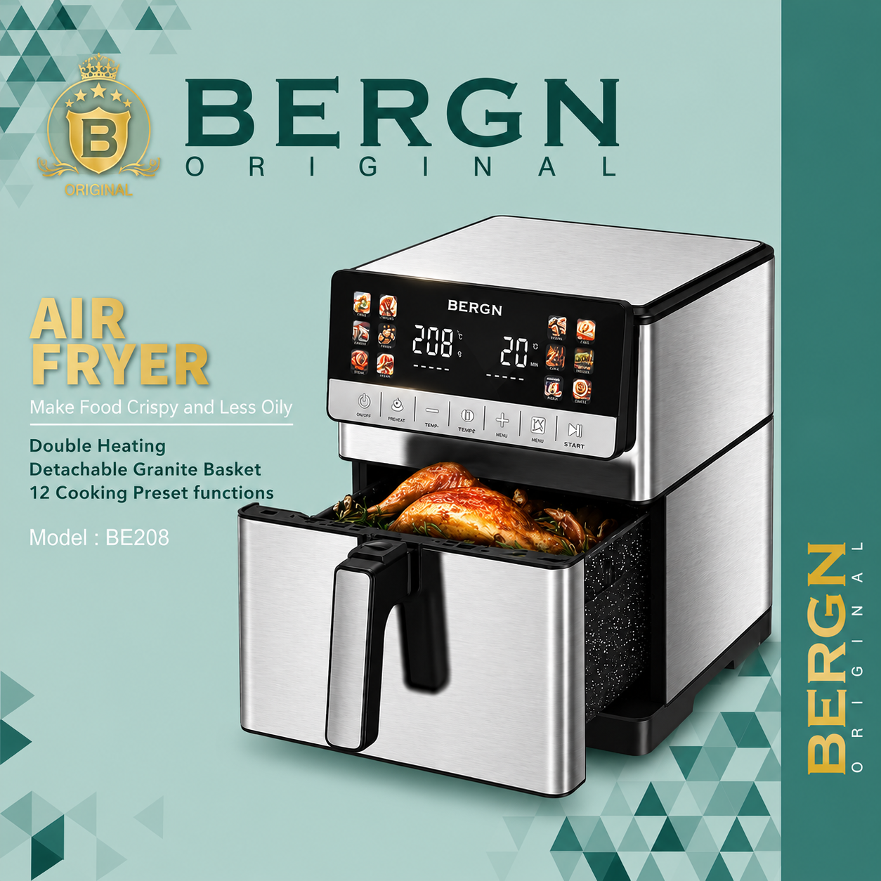 سرخ کن بدون روغن BERGN مدل BE-208