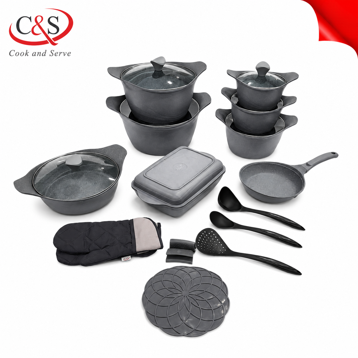 سرویس قابلمه هانام ۲۳ پارچه C&S طوسی