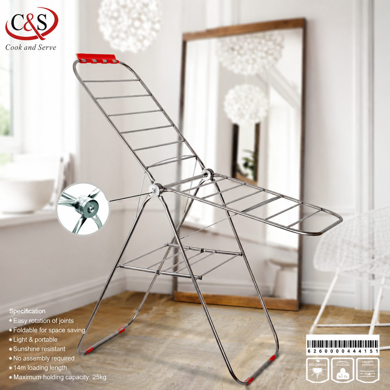 بند رخت تمام استیل 15 C&S
