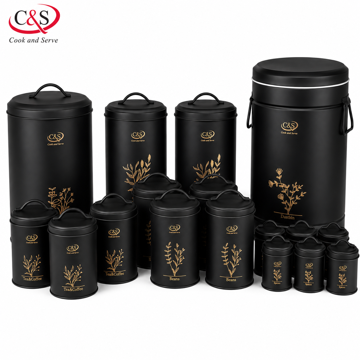 سرویس آشپزخانه الیستا ۱۷ پارچه C&S مشکی طلایی