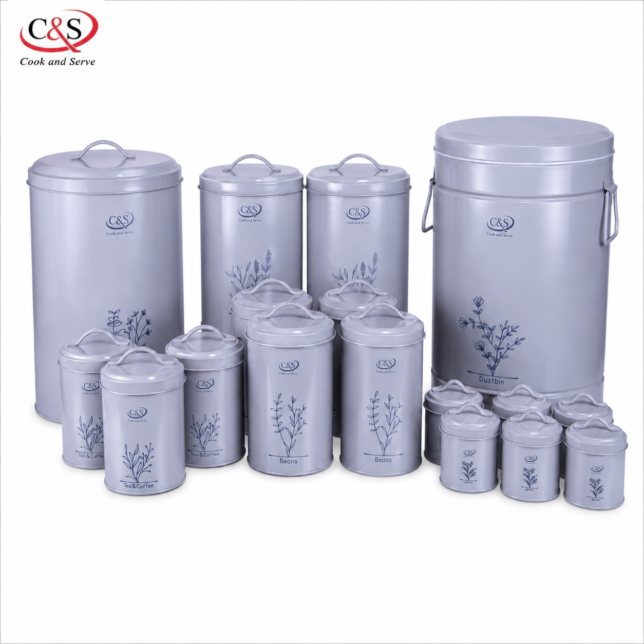 سرویس آشپزخانه الیستا ۱۷ پارچه درب فلزی C&S طوسی