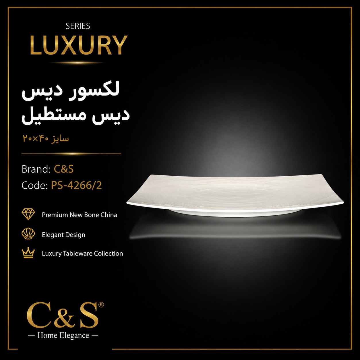دیس مستطیل لکسور ۲۰×۴۰ C&S