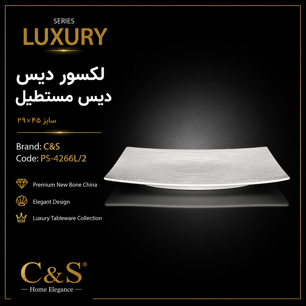 دیس مستطیل لکسور ۲۹×۴۵ C&S