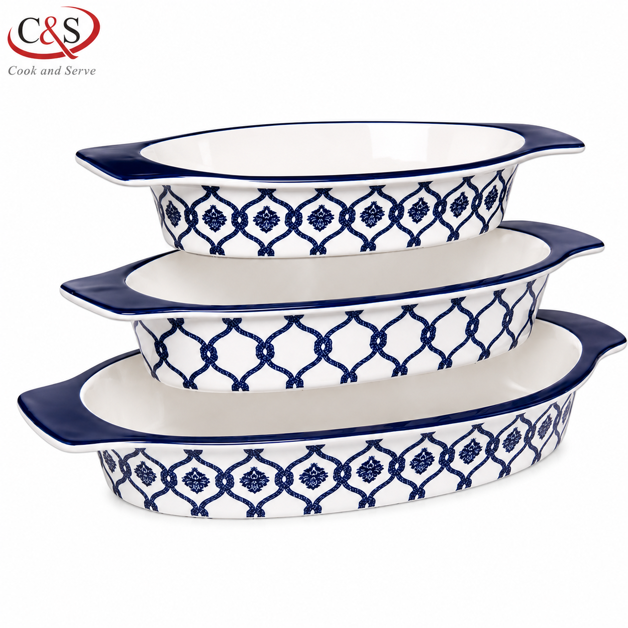 ست تابه بیضی مالاگا سری A سه پارچه C&S