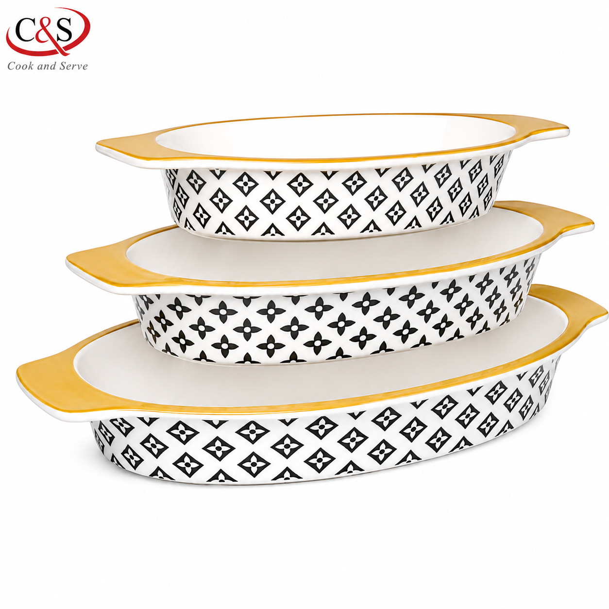 ست تابه بیضی مالاگا سری A سه پارچه C&S