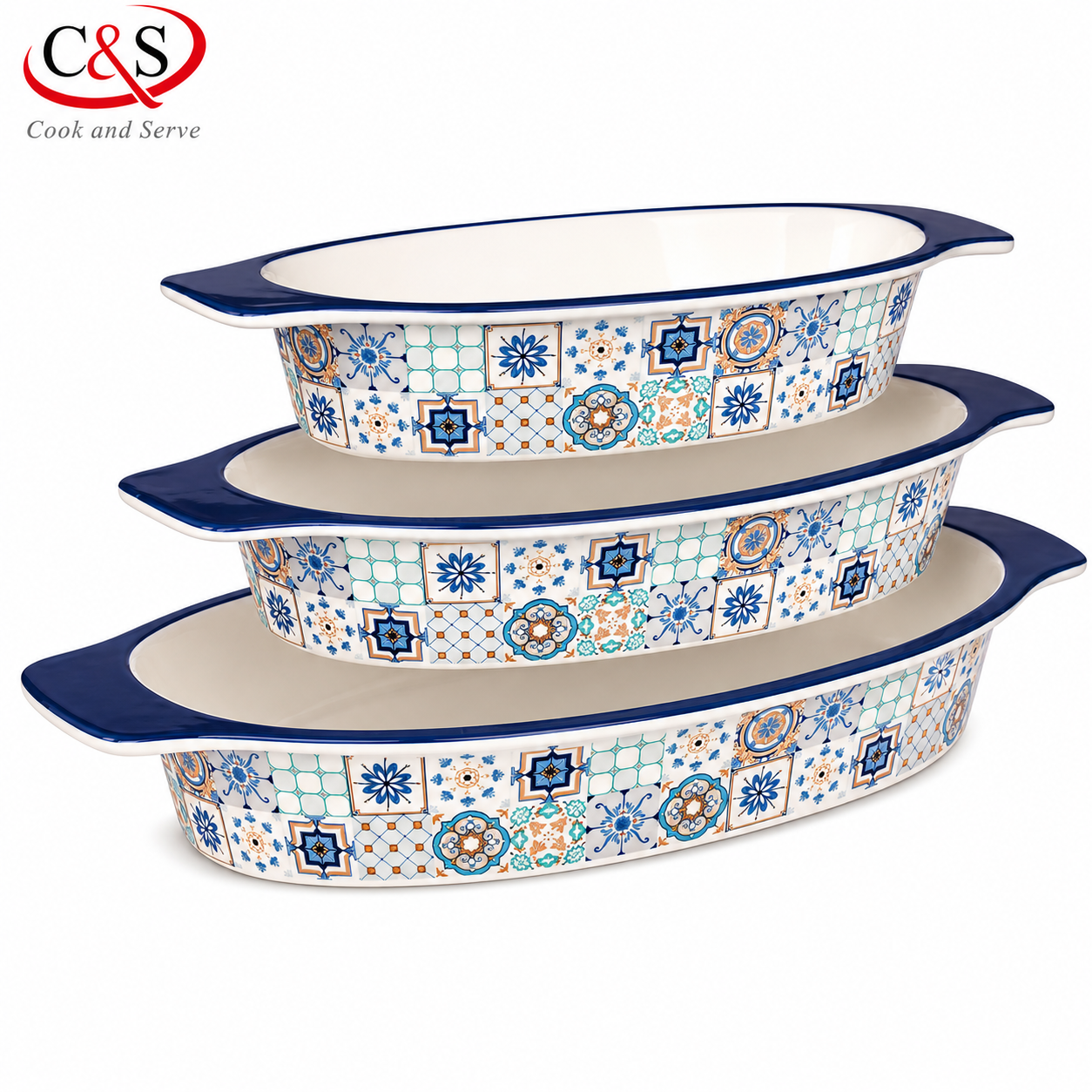 ست تابه بیضی مالاگا سری B سه پارچه C&S