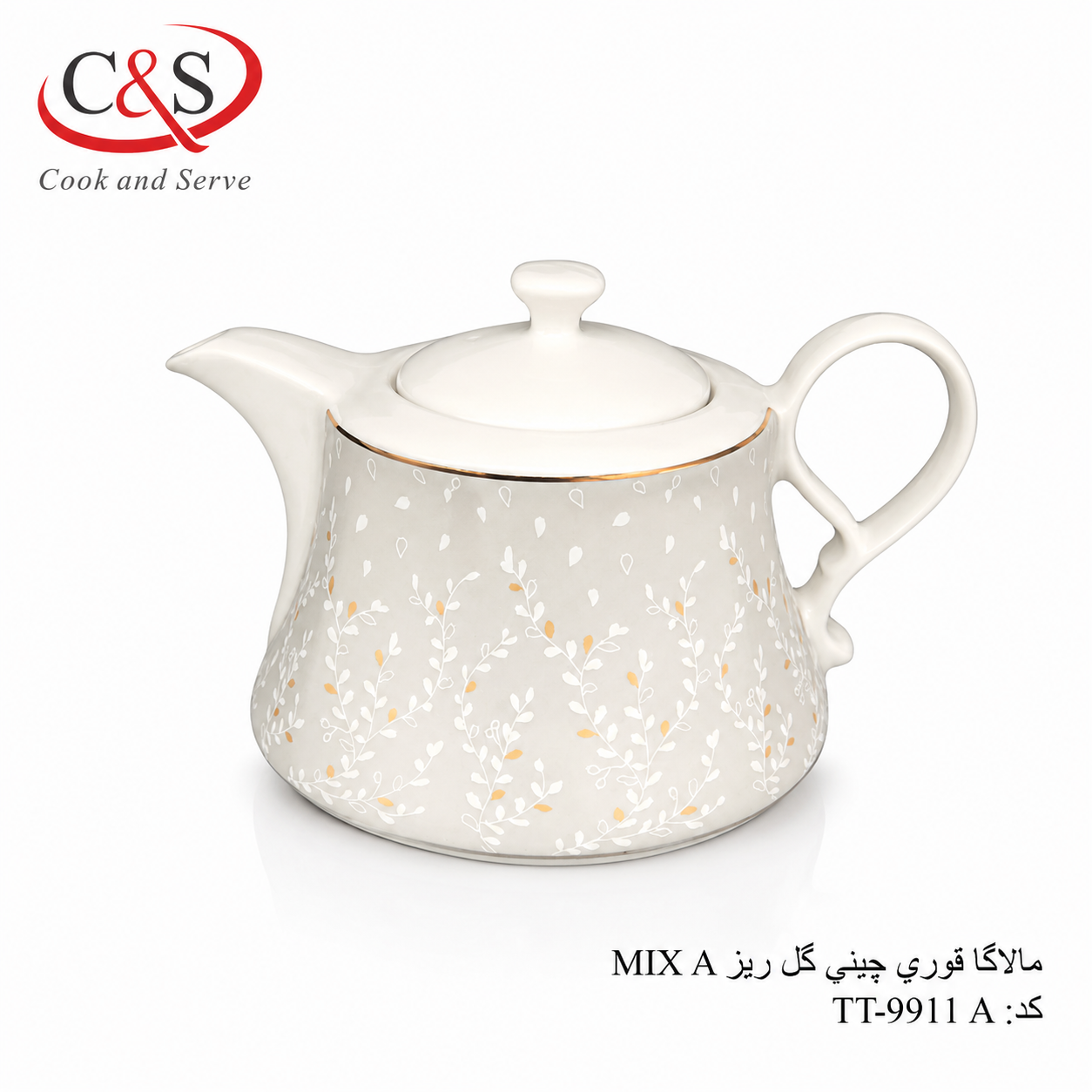 قوری چینی مالاگا MIX A طرح گل‌ریز C&S