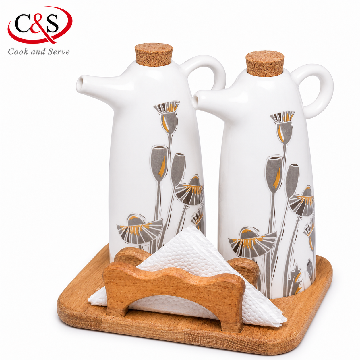 سرویس آبلیموخوری سرامیکی تاناجر 3 پارچه طوسی C&S
