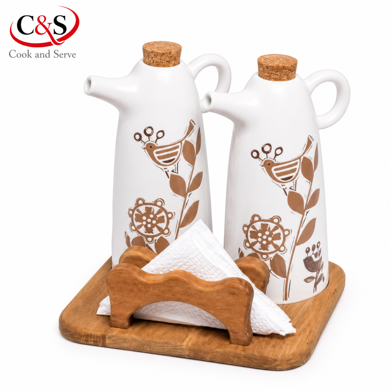 سرویس آبلیموخوری سرامیکی تاناجر 3 پارچه قهوه ای C&S