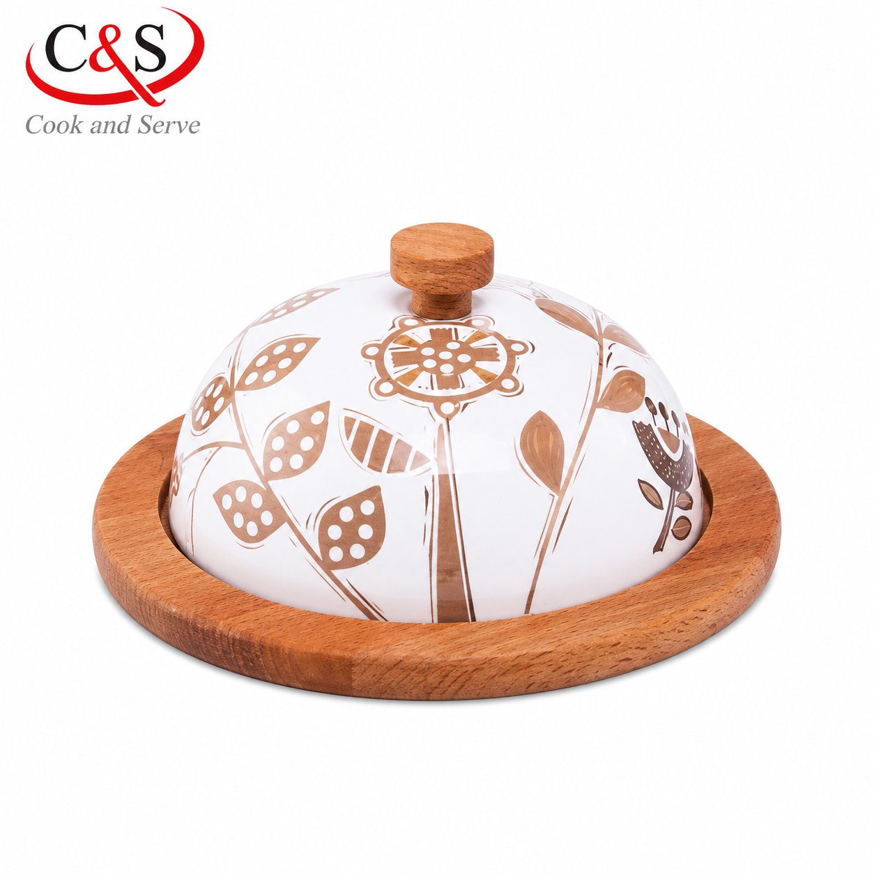 کره خوری سرامیکی تاناجر قهوه ای با پایه چوب راش C&S