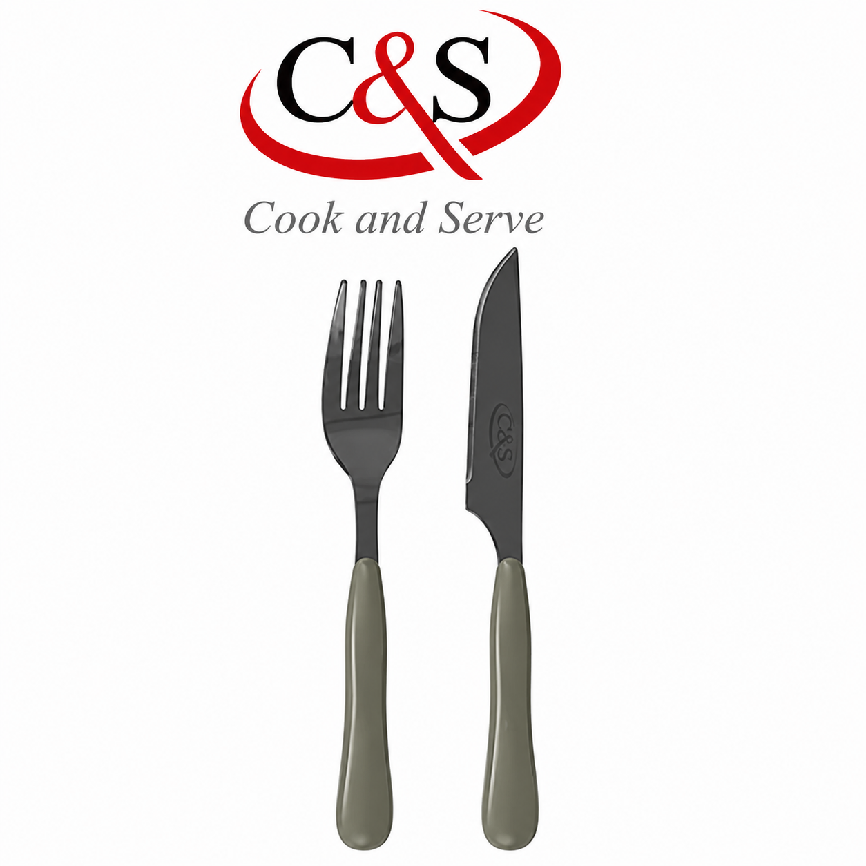 کارد و چنگال میوه‌خوری دنور طوسی روشن C&S