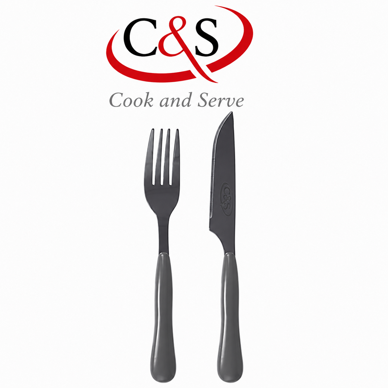 کارد و چنگال میوه‌خوری دنور طوسی تیره C&S