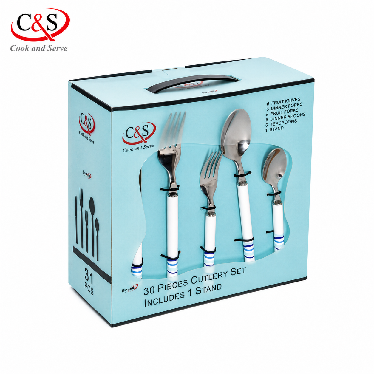سرویس قاشق و چنگال 31 پارچه آبی C&S