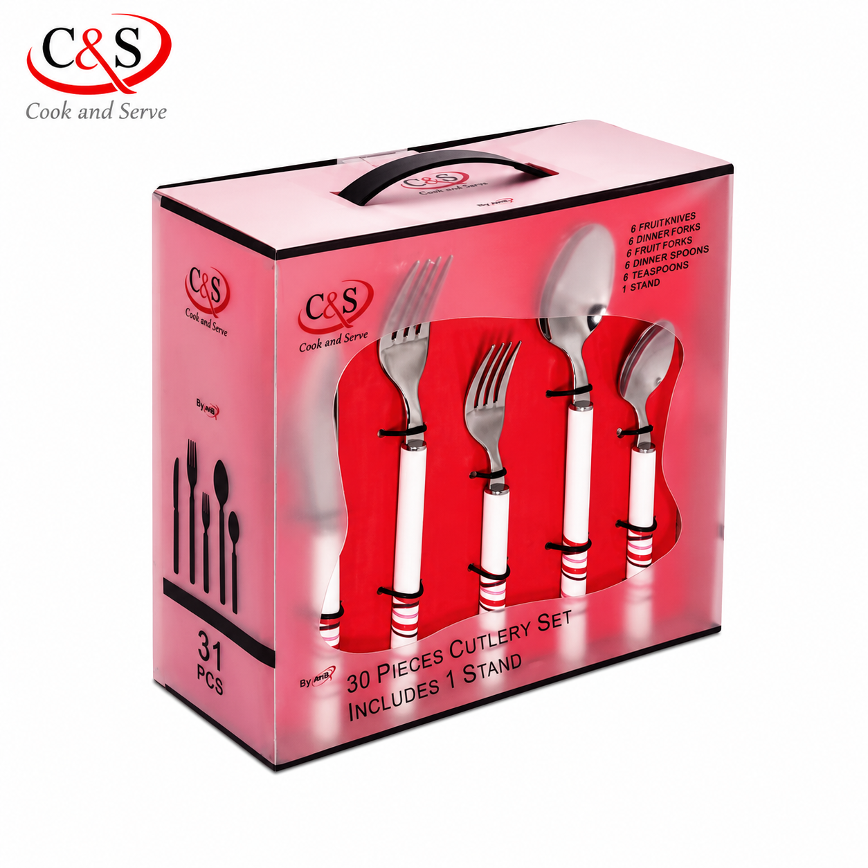 سرویس قاشق و چنگال 31 پارچه قرمز C&S