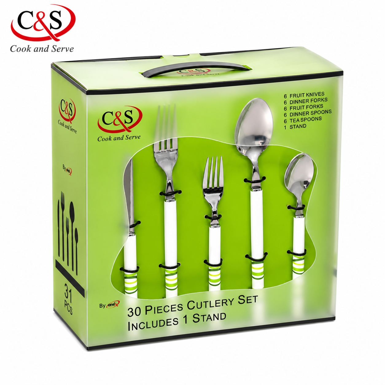 سرویس قاشق و چنگال 31 پارچه سبز C&S