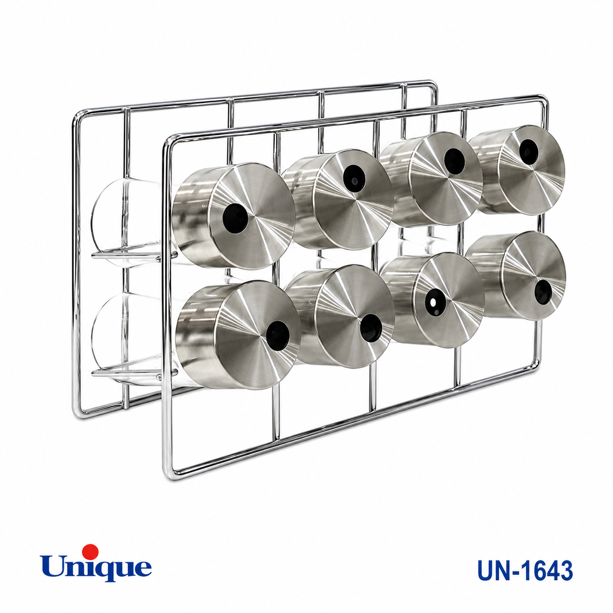 ست جا ادویه 8 پارچه شیشه‌ای گرد مکعب یونیک UNIQUE