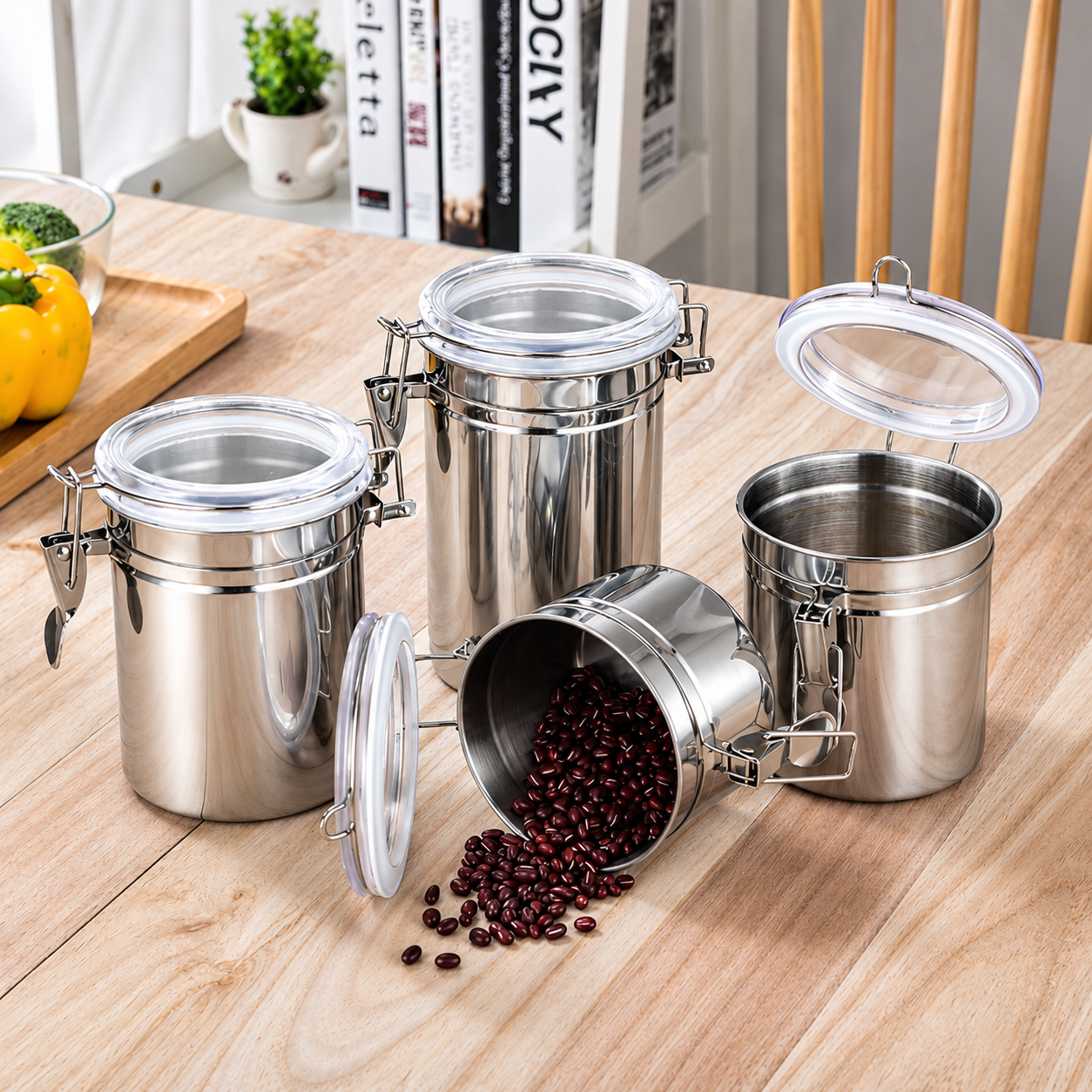 جا ادویه ۴ پارچه استیل Canister Set وارداتی