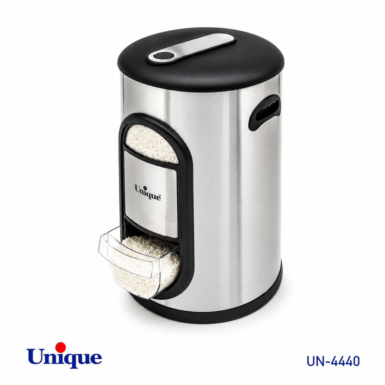 سطل برنج 10 کیلویی پیمانه‌دار استیل یونیک