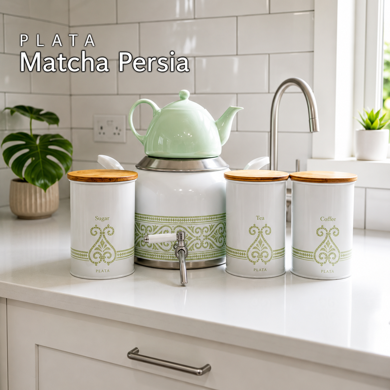 ست کتری و قوری ۵ پارچه Kitchen Verplata مدل Flor سبز ماچا