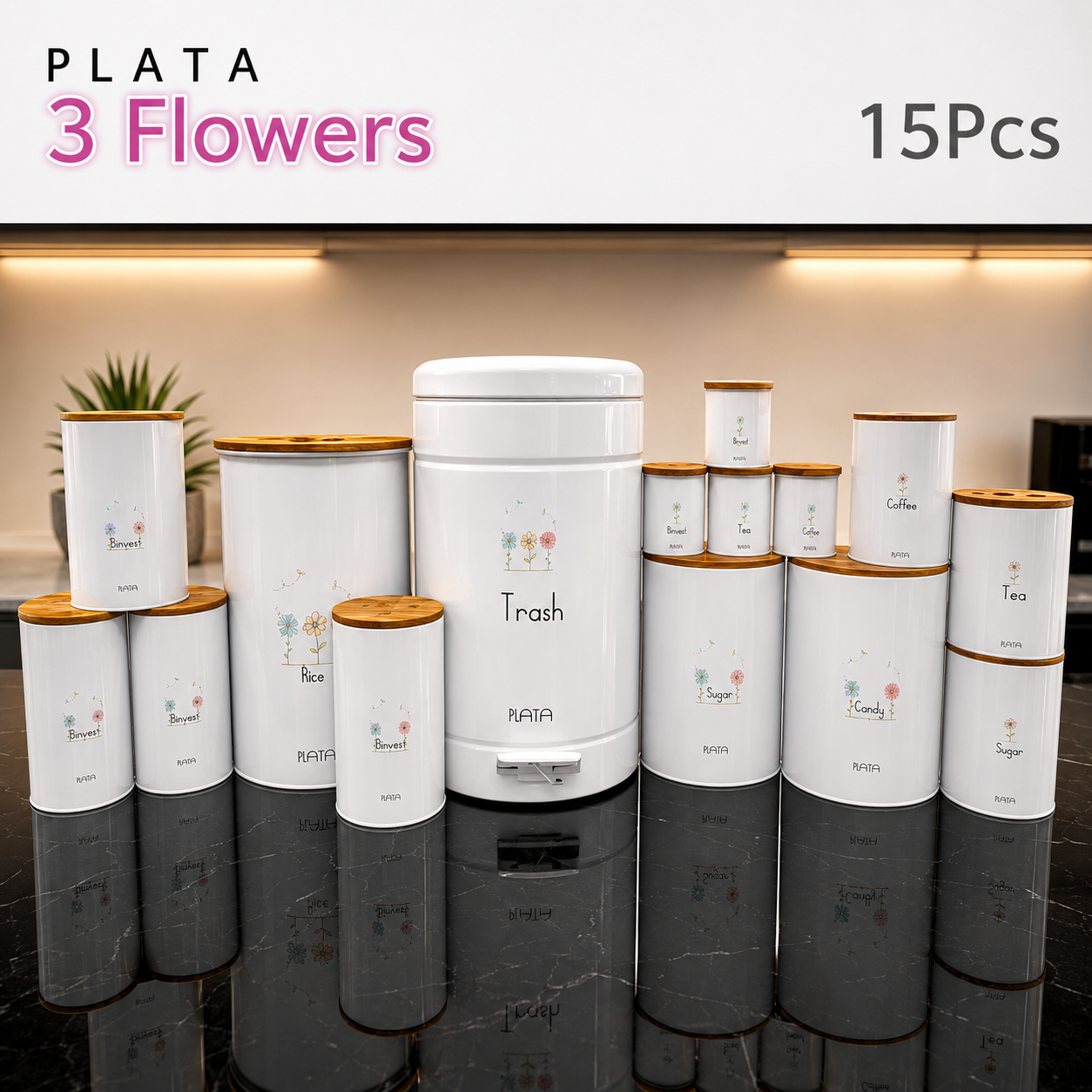 سرویس آشپزخانه ۱۵ پارچه درب بامبو Kitchen Verplata
