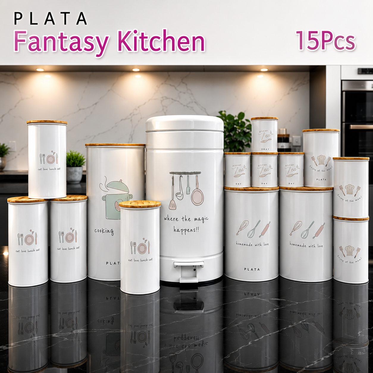 سرویس آشپزخانه ۱۵ پارچه درب بامبو Kitchen Verplata
